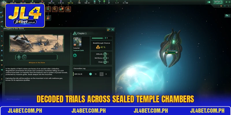 Decoded trials across sealed temple chambers